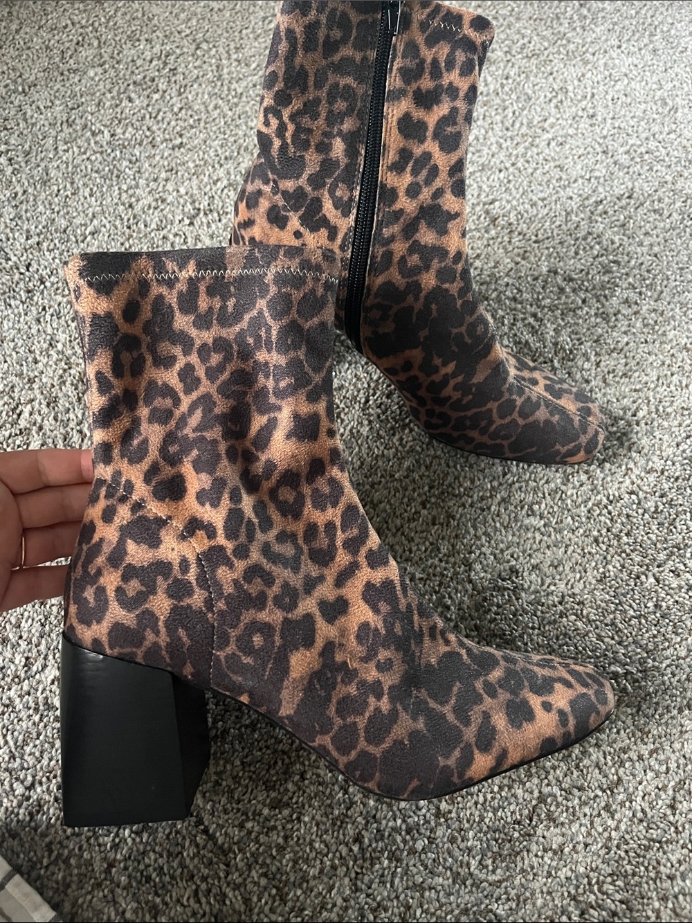 Anthropologie Silent D leopard square heel ankle boots size 8 or 39 brand NEW